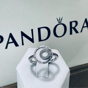 Genuine Pandora NEW Logo Circle Pave Ring